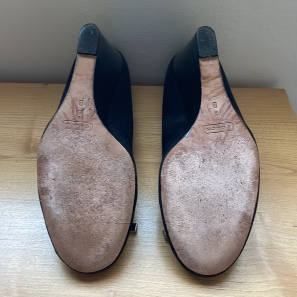 Coach Black Suede Wedge Shoes. - Picture 12 of 16